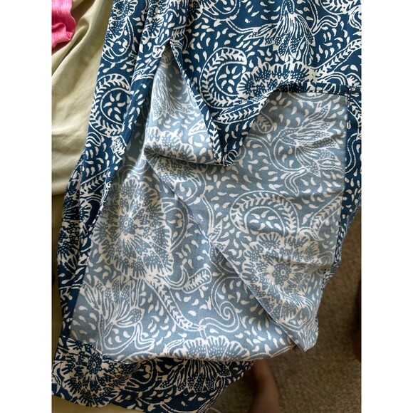 NWT Anthropologie MaEve Anika Blue Paisley Motif Wide Leg Slit Pull On Pants L - Picture 5 of 9